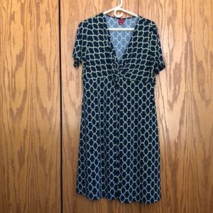 Blue and green patterned dress